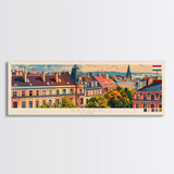 Szeged Hungary Travel Art, City Art, Framed Canvas Print or Metal Wall Art, Europe Travel Poster, Panoramic Wall Art, Extra Wide Wall Art