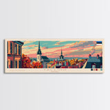 Tallinn Estonia Panoramic Travel Poster, Framed Canvas Print or Metal Wall Art, Travel Art, Home Decor, Panoramic Painting, Midcentury Art