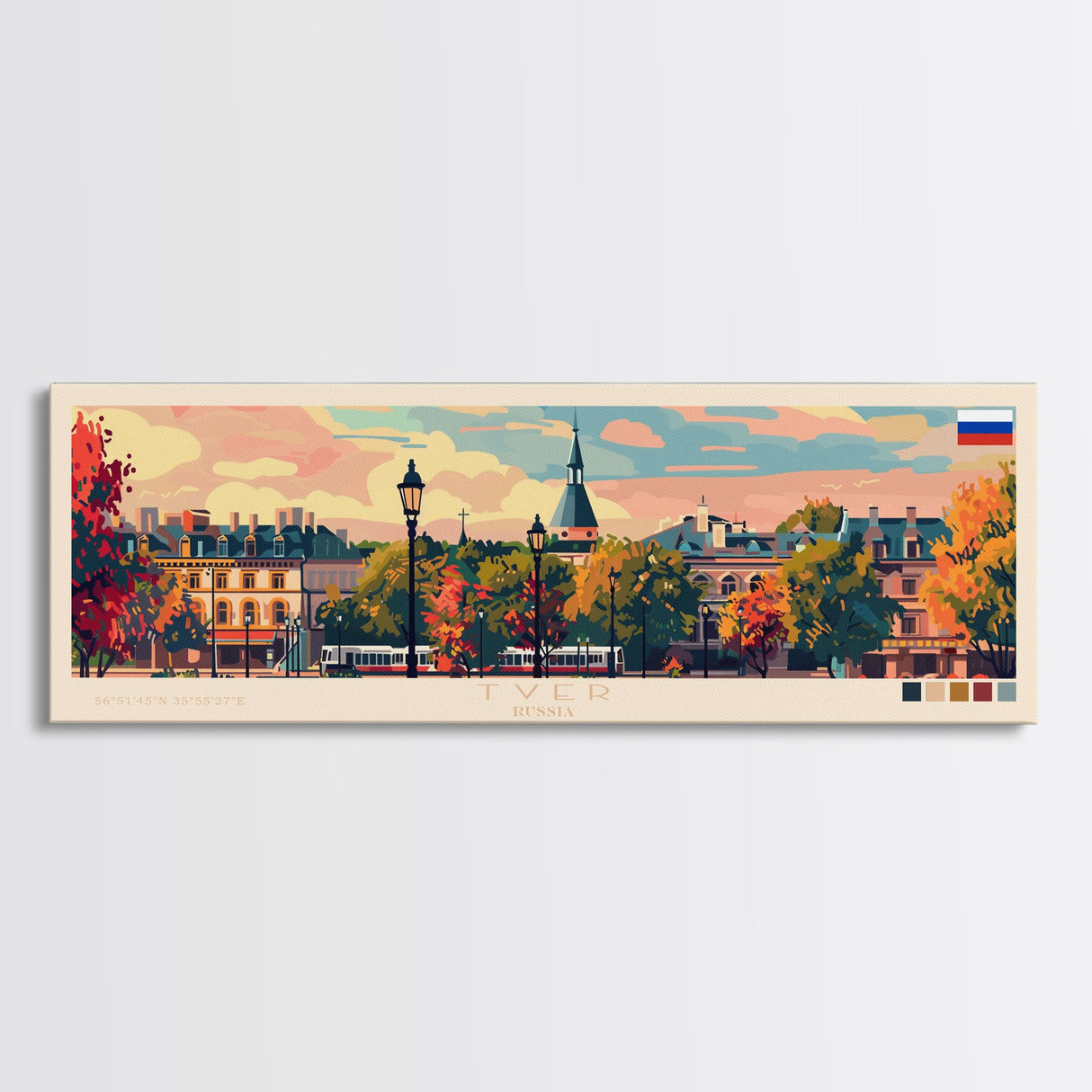 Tver Russia Travel Art, City Art, Framed Canvas Print or Metal Wall Art, Europe Travel Poster, Panoramic Wall Art, Extra Wide Wall Art