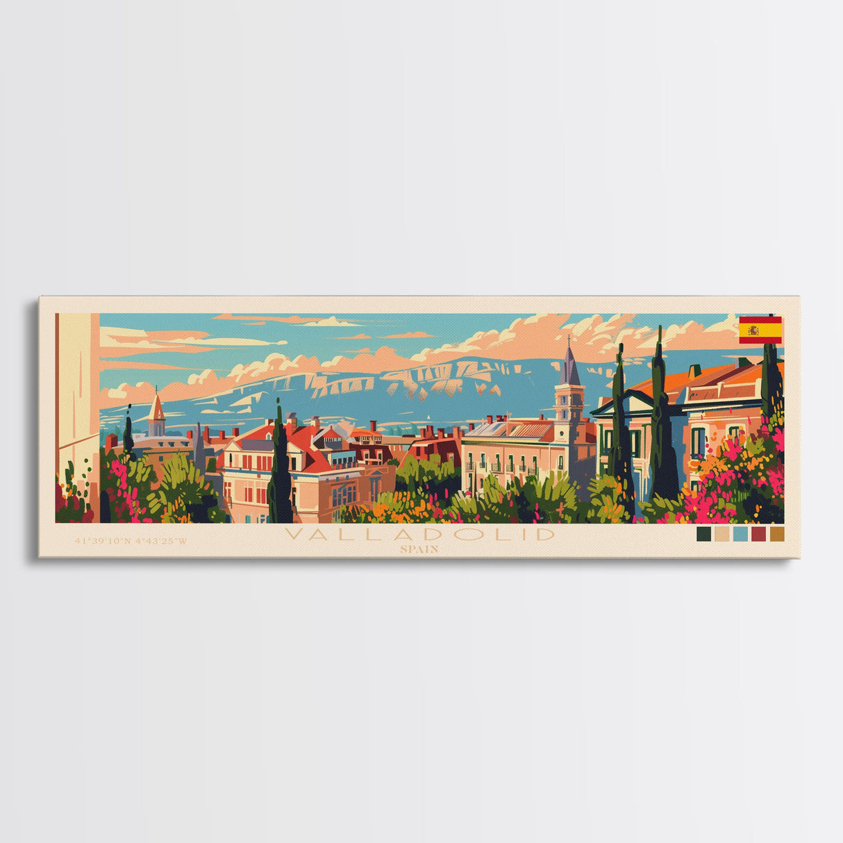 Valladolid Spain Wall Art, Panoramic Travel Poster, Panoramic Framed Canvas Print, City Wall Art, Wall Hanging Home Decor, Travel Art