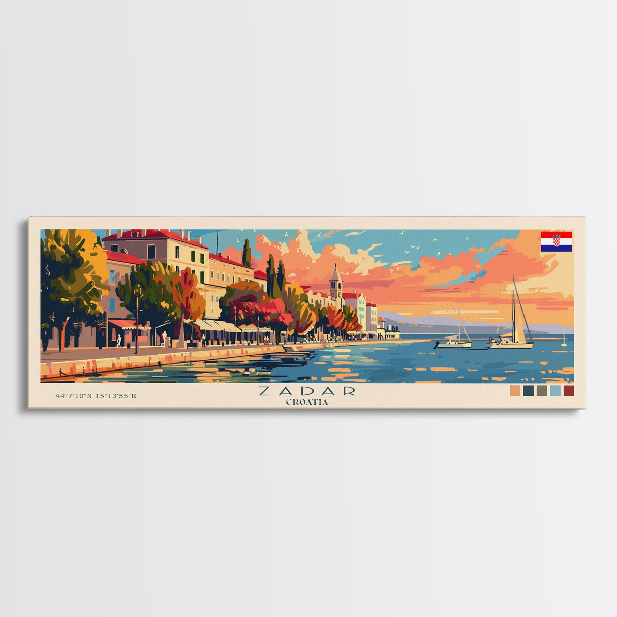 Zadar Croatia Travel Print Wall Art, Panoramic City Art, Travel Art, Wall Decor, Vacation Gift, Framed Canvas Print Or Metal Art