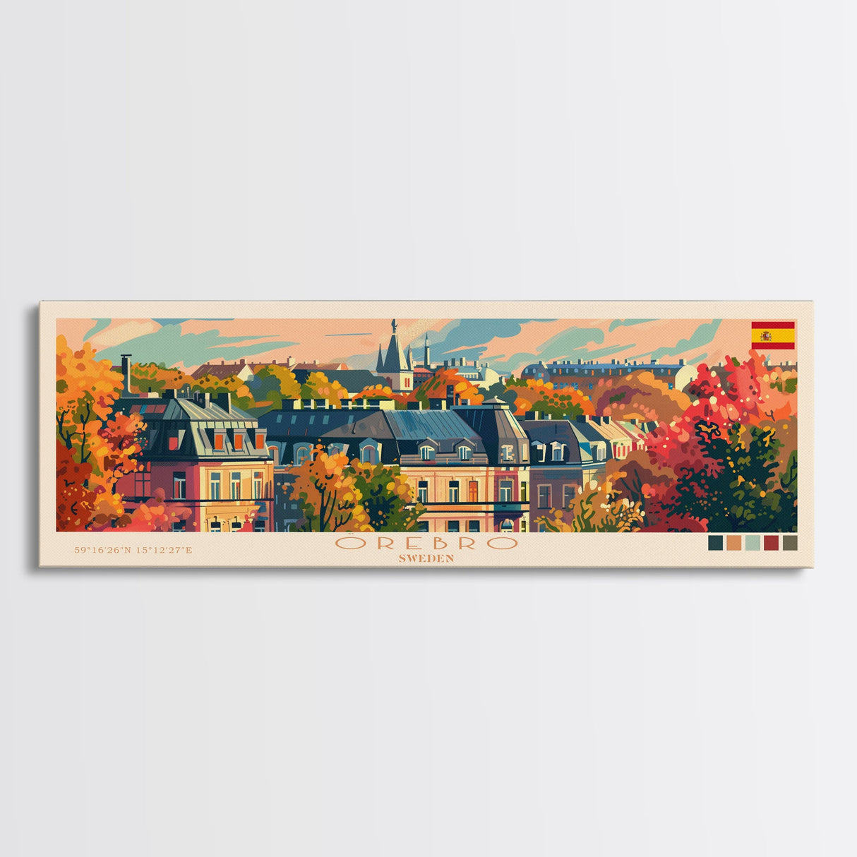 Orebro Sweden Travel Art, City Art, Framed Canvas Print or Metal Wall Art, Europe Travel Poster, Panoramic Wall Art, Extra Wide Wall Art