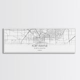 Panoramic Fort Wayne City Map, Indiana Art, Map Print, Minimalist Wall Art, Canvas Art, Housewarming Gift, Street Map Art, Closing Gift