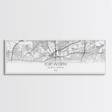 Panoramic Fort Worth City Map, Texas Art, Map Print, Minimalist Wall Art, Canvas Art, Housewarming Gift, Street Map Art, Closing Gift