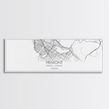 Panoramic Fremont City Map, California Art, Map Print, Minimalist Wall Art, Canvas Art, Housewarming Gift, Street Map Art, Closing Gift