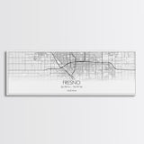 Panoramic Fresno City Map, California Art, Map Print, Minimalist Wall Art, Canvas Art, Housewarming Gift, Street Map Art, Closing Gift