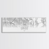 Panoramic Garland City Map, Texas Art, Map Print, Minimalist Wall Art, Canvas Art, Housewarming Gift, Street Map Art, Closing Gift