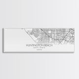 Panoramic Huntington Beach City Map, California Art, Map Print, Minimalist Wall Art, Canvas Art, Housewarming Gift, Street Map, Closing Gift