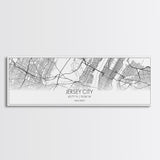 Panoramic Jersey City Map, New Jersey Art, Map Print, Minimalist Wall Art, Canvas Art, Housewarming Gift, Street Map Art, Closing Gift