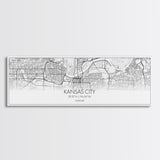 Panoramic Kansas City Map, Missouri Art, Map Print, Minimalist Wall Art, Canvas Art, Housewarming Gift, Street Map Art, Closing Gift