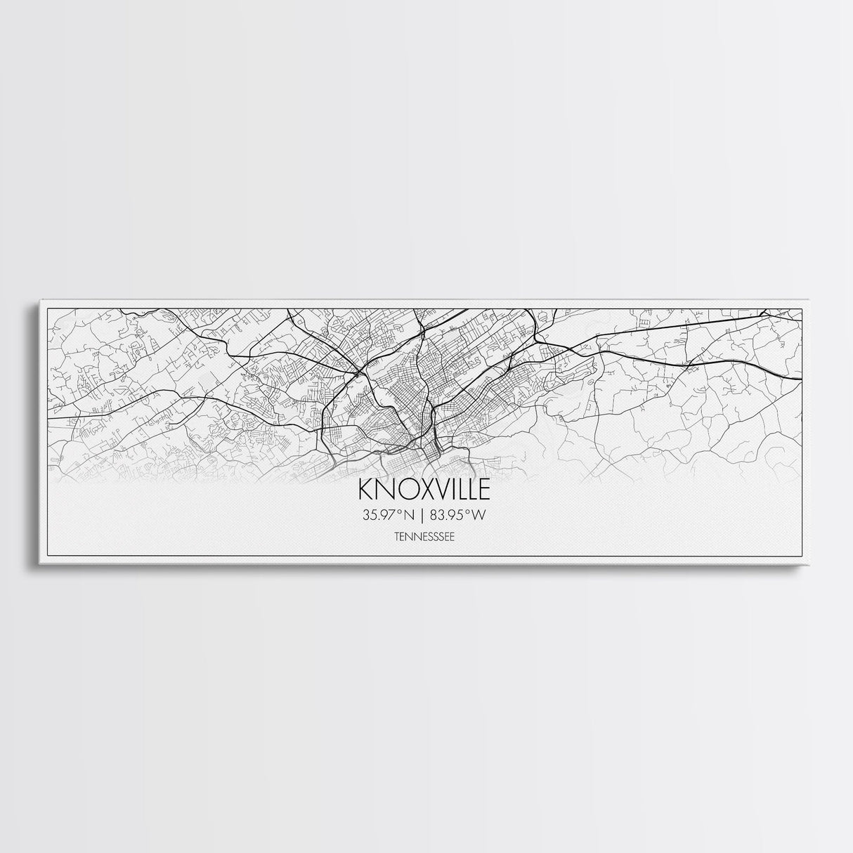 Panoramic Knoxville City Map, Tennessee Art, Map Print, Minimalist Wall Art, Canvas Art, Housewarming Gift, Street Map Art, Closing Gift