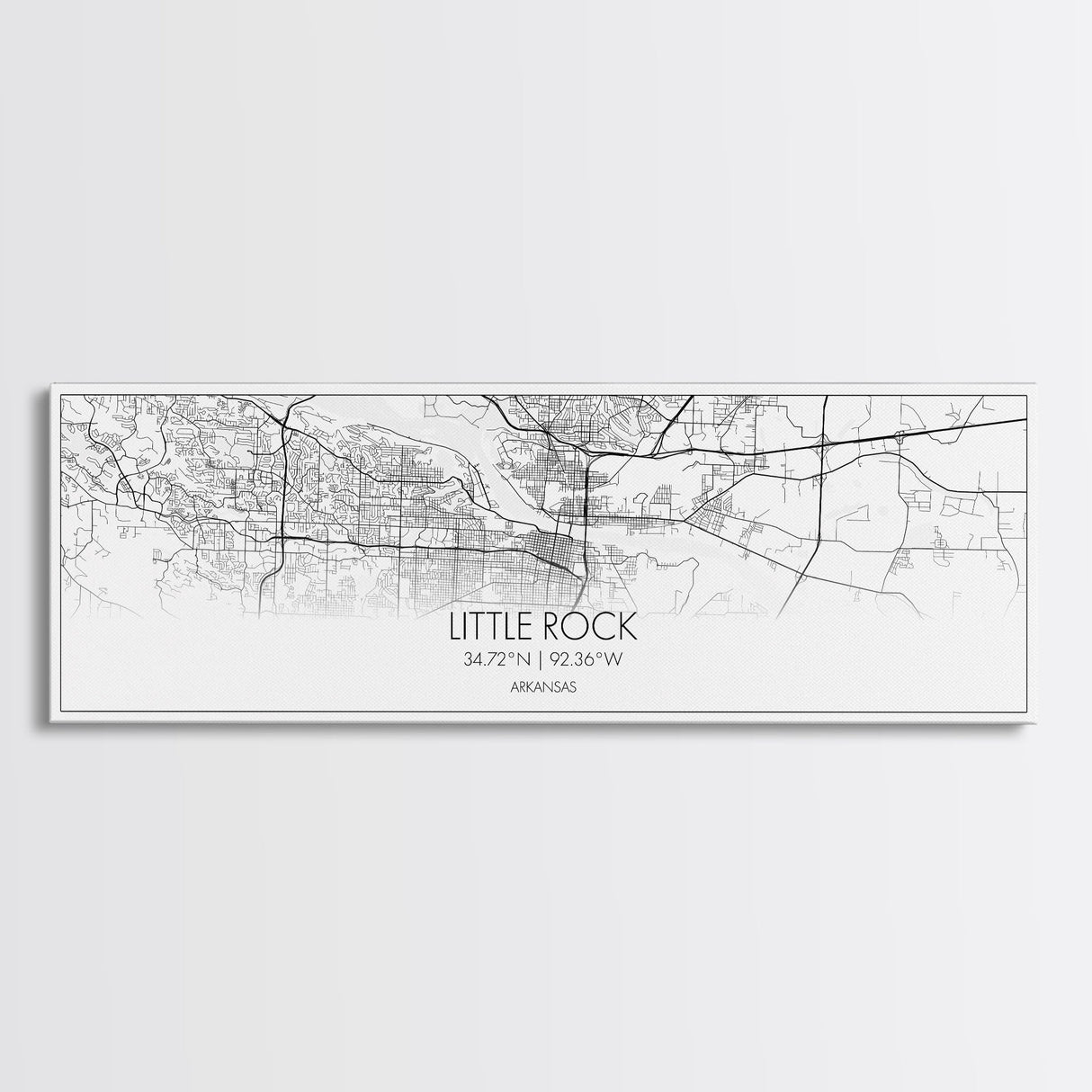 Panoramic Little Rock City Map, Arkansas Art, Map Print, Minimalist Wall Art, Canvas Art, Housewarming Gift, Street Map Art, Closing Gift