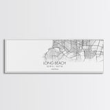 Panoramic Long Beach City Map, California Art, Map Print, Minimalist Wall Art, Canvas Art, Housewarming Gift, Street Map Art, Closing Gift