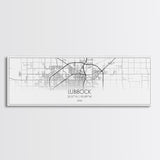 Panoramic Lubbock City Map, Texas Art, Map Print, Minimalist Wall Art, Canvas Art, Housewarming Gift, Street Map Art, Closing Gift