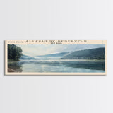 Allegheny Reservoir New York Panoramic Framed Canvas Print, Lake House Decor, Abstract Landscape, Travel Poster, Modern Wall Art, Calm Waters