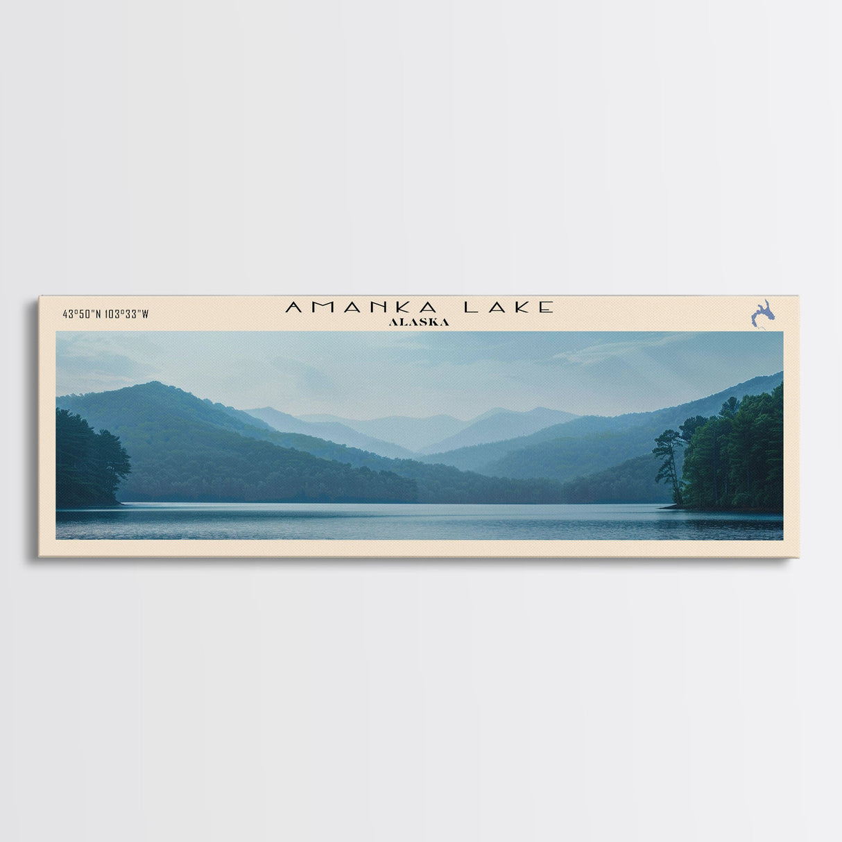 Amanka Lake Panoramic Framed Canvas Print, Lake House Art, Rustic Decor, Travel Poster, Scenic Artwork, Home Decoration