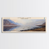 Amisk Lake Panoramic Framed Canvas Print, Lake House Art, Vintage Style, Travel Poster, Nature Scene, Scenic Artwork