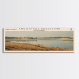 Angostura Reservoir South Dakota Panoramic Framed Canvas Print, Lake House Decor, Minimalist Art, Travel Poster, Scenic Painting