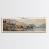 Baker Lake Washington Panoramic Framed Canvas Print, Lake House Art, Boho Decor, Travel Poster, Nature Wall Art, Serene Scene