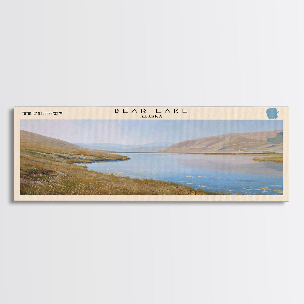 Bear Lake USA North Slope Alaska Panoramic Framed Canvas Print, Lake House Decor, Scenic Painting, Travel Poster, Nature Scene