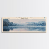 Canobie Lake New Hampshire Framed Canvas Print, Panoramic Lake House Art, Wall Art, Travel Poster, Modern Lake Painting, Nature Art