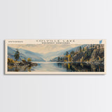 Colville Lake Framed Canvas Print, Lake House Decor, Panoramic Wide Art, Travel Poster, Modern Lake Painting, Nature Art