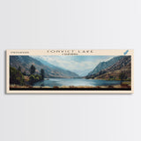 Convict Lake California Framed Canvas Print, Lake House Art, Panoramic Wide Art, Travel Poster, Modern Lake Painting, Nature Art