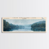 Crab Orchard Lake Illinois Framed Canvas Print, Lake House Art, Panoramic Wide Art, Travel Poster, Modern Lake Painting, Nature Art