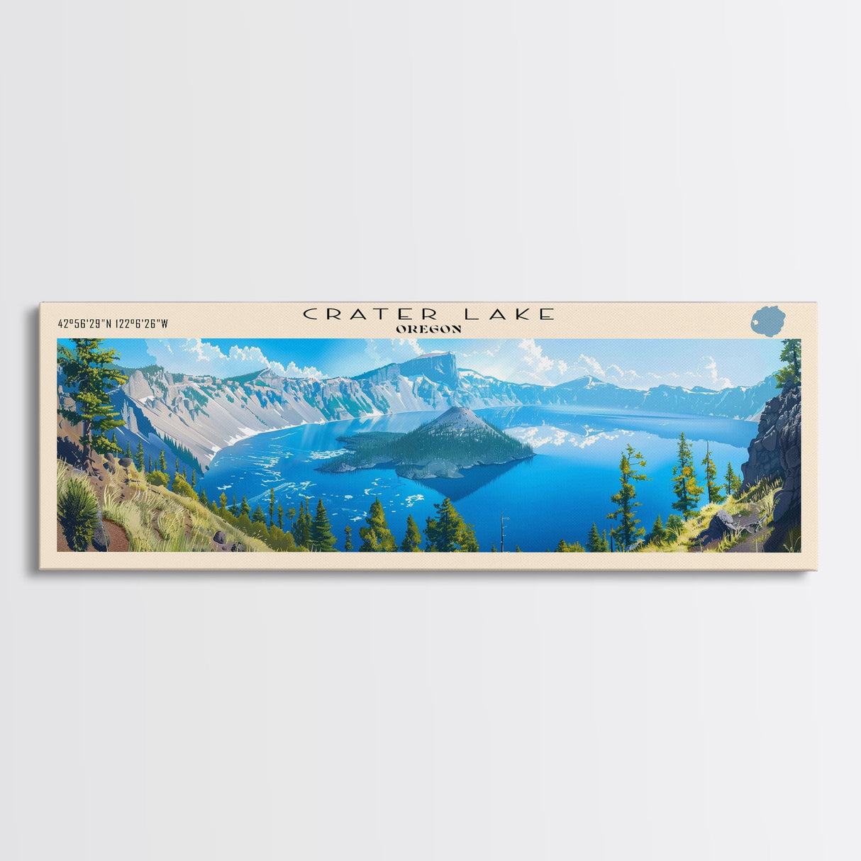 Crab Orchard Lake Illinois Framed Canvas Print, Lake House Art, Panoramic Wide Art, Travel Poster, Modern Lake Painting, Nature Art