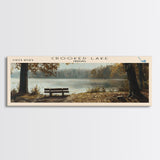 Crooked Lake Indiana Framed Canvas Print, Panoramic Lake House Decor, Wall Art, Travel Poster, Rustic Lake Painting, Nature Art