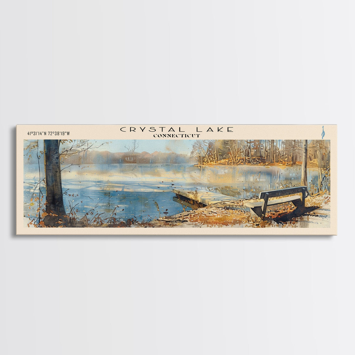 Cross Lake Louisiana Framed Canvas Print, Panoramic Lake House Decor, Wall Art, Travel Poster, Rustic Lake Painting, Nature Art