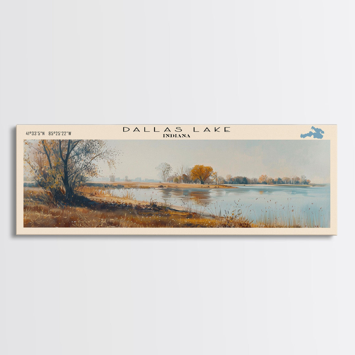 Cumberland Lake Framed Canvas Print, Lake House Art, Panoramic Wall Art, Travel Poster, Modern Lake Painting, Nature Art