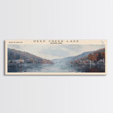 Deep Creek Lake Maryland Framed Canvas Print, Lake House Decor, Panoramic Wall Art, Travel Poster, Modern Lake Painting, Nature Art