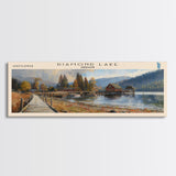 Diamond Lake Oregon Framed Canvas Print, Lake House Art, Panoramic Wall Art, Travel Poster, Modern Lake Painting, Home Decor