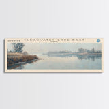 Eau Claire Clearwater Lake East Framed Canvas Print, Lake House Decor, Panoramic Wall Art, Travel Poster, Rustic Lake Painting, Home Decor