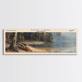 Enid Lake Mississippi Framed Canvas Print, Lake House Decor, Panoramic Wall Art, Travel Poster, Modern Lake Painting, Nature Art