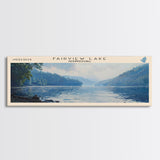 Fairview Lake Pennsylvania Framed Canvas Print, Lake House Decor, Panoramic Wall Art, Travel Poster, Rustic Lake Painting, Home Decor