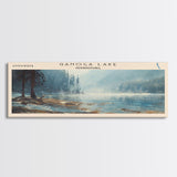 Ganoga Lake Pennsylvania Framed Canvas Print, Panoramic Lake House Decor, Wall Art, Travel Poster, Vibrant Lake Painting, Nature Art