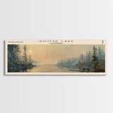 Goose Lake Framed Canvas Print, Lake House Art, Panoramic Travel Poster, Wall Art, Vibrant Lake Painting, Home Decor