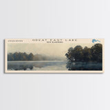 Great East Lake New Hampshire Framed Canvas Print, Panoramic Lake House Decor, Wall Art, Travel Poster, Majestic Lake Painting, Nature Art