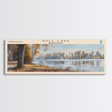 Gull Lake Minneapolis Framed Canvas Print, Lake House Art, Panoramic Wall Art, Travel Poster, Serene Lake Painting, Home Decor