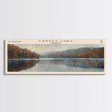 Harvey Lake Vermont Framed Canvas Print, Lake House Decor, Panoramic Wall Art, Travel Poster, Captivating Lake Painting, Nature Art