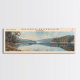 Hoopes Reservoir Delaware Framed Canvas Print, Panoramic Lake House Decor, Wall Art, Travel Poster, Scenic Lake Painting, Nature Art