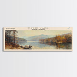 Hyco Lake North Carolina Framed Canvas Print, Lake House Art, Panoramic Wall Art, Travel Poster, Scenic Lake Painting, Home Decor