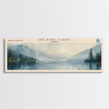 Inland Lake Framed Canvas Print, Lake House Art, Panoramic Wall Art, Travel Poster, Scenic Lake Painting, Nature Art