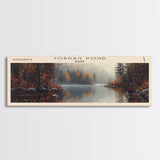 Jordan Pond Maine Framed Canvas Print, Panoramic Lake House Decor, Wall Art, Travel Poster, Scenic Lake Painting, Nature Art