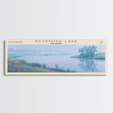 Keystone Lake Oklahoma Framed Canvas Print, Panoramic Lake House Decor, Wall Art, Travel Poster, Serene Lake Painting, Nature Art