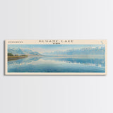 Kluane Keystone LaLoche Kingsmere Framed Canvas Print, Lake House Art, Panoramic Travel Poster, Wall Art, Stunning Lake Painting, Home Decor