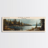 Knee Lake Framed Canvas Print, Panoramic Lake House Decor, Wall Art, Travel Poster, Scenic Lake Painting, Nature Art