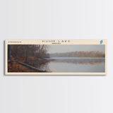 Kuhn Lake Indiana Framed Canvas Print, Lake House Art, Panoramic Wall Art, Travel Poster, Serene Lake Painting, Home Decor